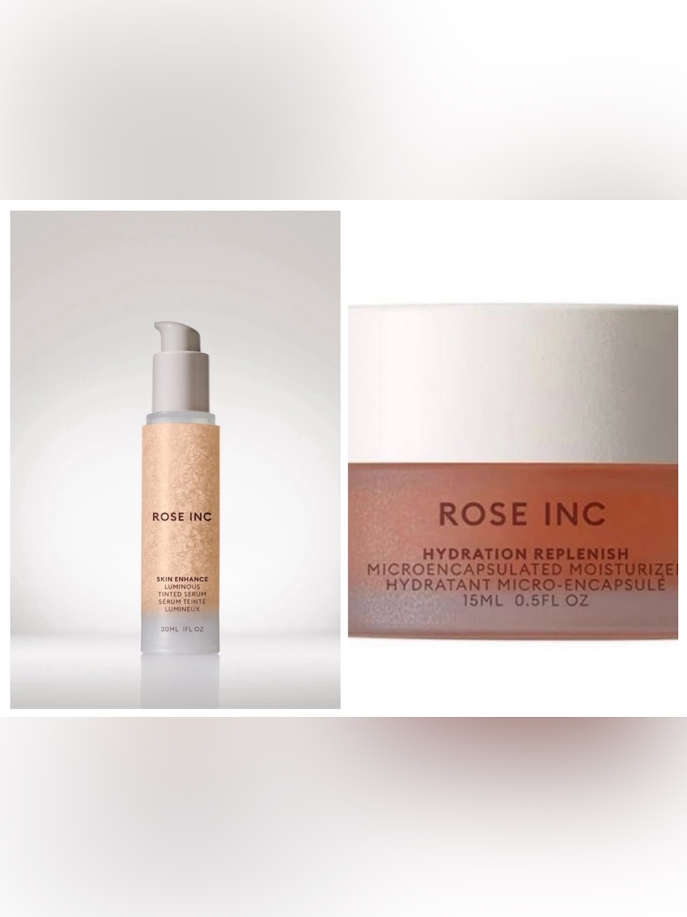 Rose Inc Skin Enhance Luminous Skin Tinted Serum 020 +Hydration Replenish Bundle